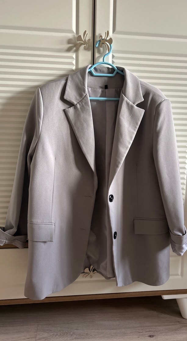 Bej Kadın Keten Blazer Ceket - Görsel 2