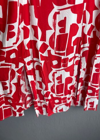 Kırmızı Desenli Uzun Hamile Elbisesi - Görsel 5