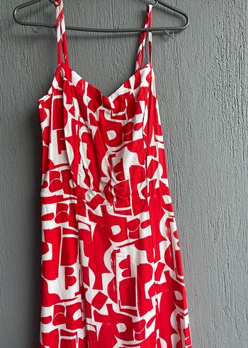 Kırmızı Desenli Uzun Hamile Elbisesi - Görsel 3