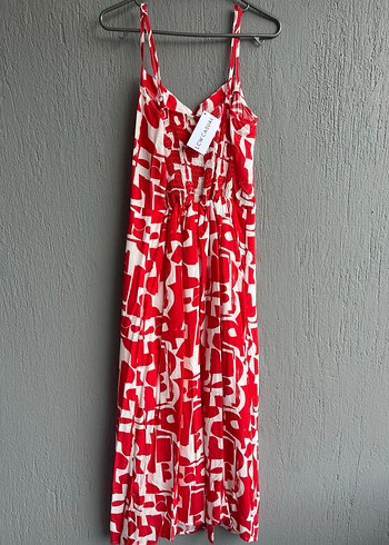 Kırmızı Desenli Uzun Hamile Elbisesi - Görsel 2