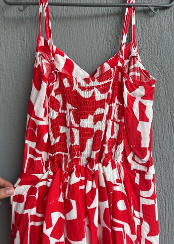 Kırmızı Desenli Uzun Hamile Elbisesi - Görsel 4