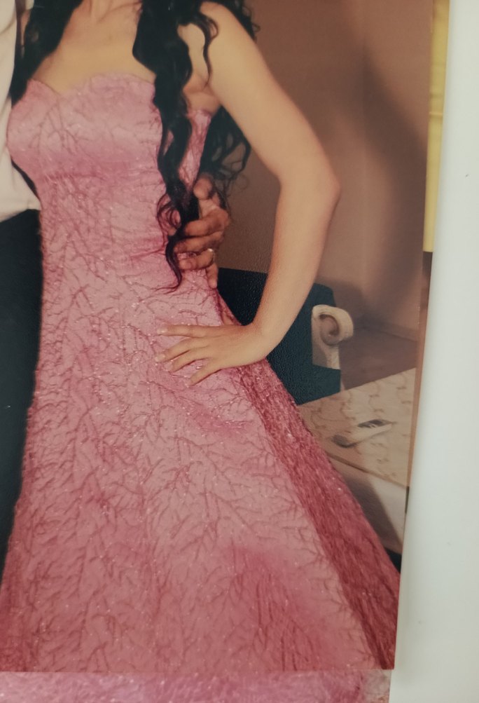 Pembe Uzun straples nişanlık Abiye Elbise - Görsel 2