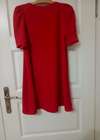 Kırmızı V Yaka Midi Kadın Elbise - Görsel 2