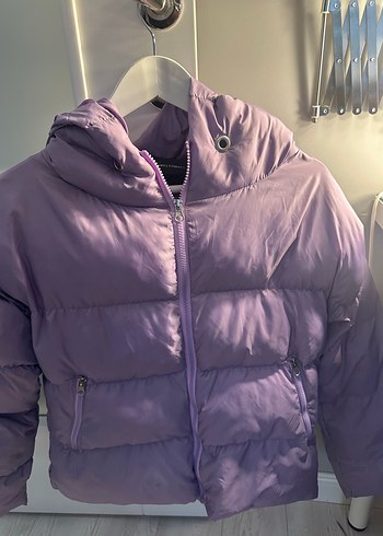 Mor Mini Kadın Kışlık Mont Fermuarlı - Görsel 4