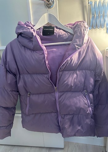 Mor Mini Kadın Kışlık Mont Fermuarlı - Görsel 3