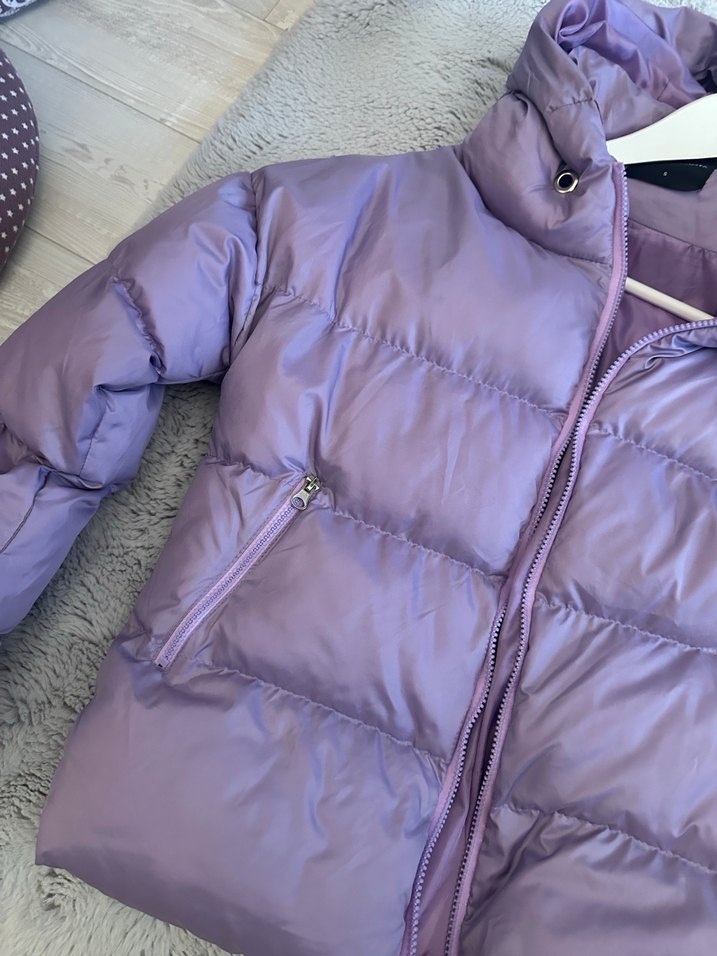 Mor Mini Kadın Kışlık Mont Fermuarlı - Görsel 2