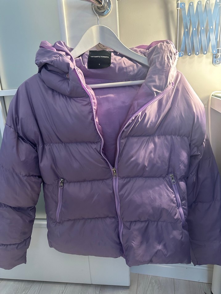 Mor Mini Kadın Kışlık Mont Fermuarlı - Görsel 3