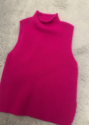 Pembe Örgü Boğazlı Kadın Kazak - Görsel 2