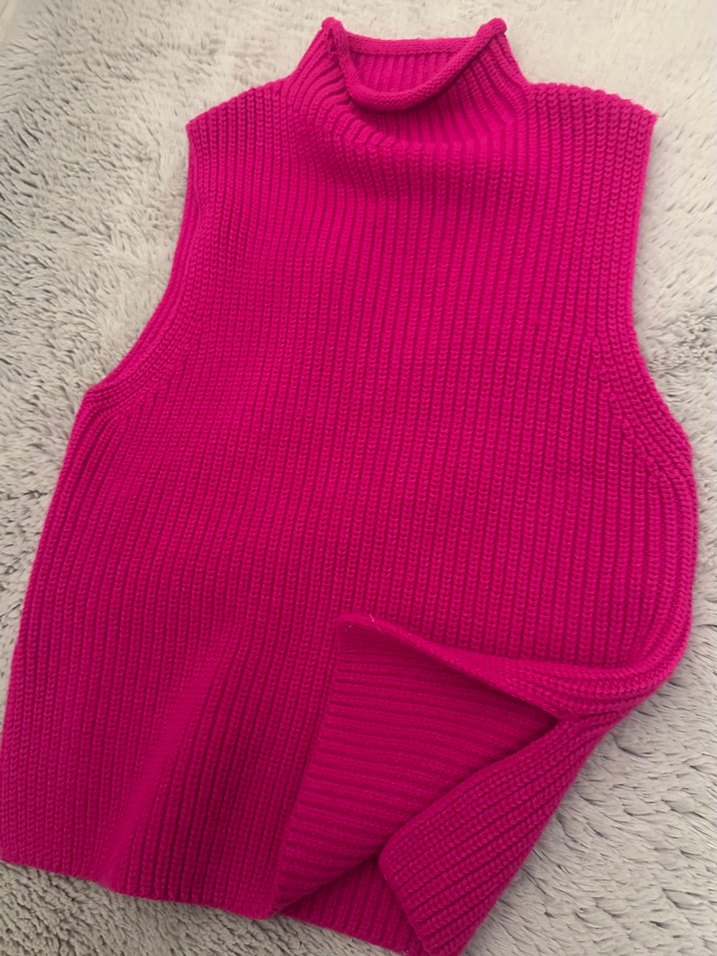 Pembe Örgü Boğazlı Kadın Kazak - Görsel 3