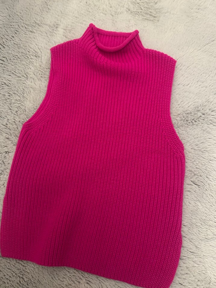 Pembe Örgü Boğazlı Kadın Kazak - Görsel 2