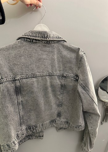 Düğmeli Gri Denim Ceket - Görsel 6