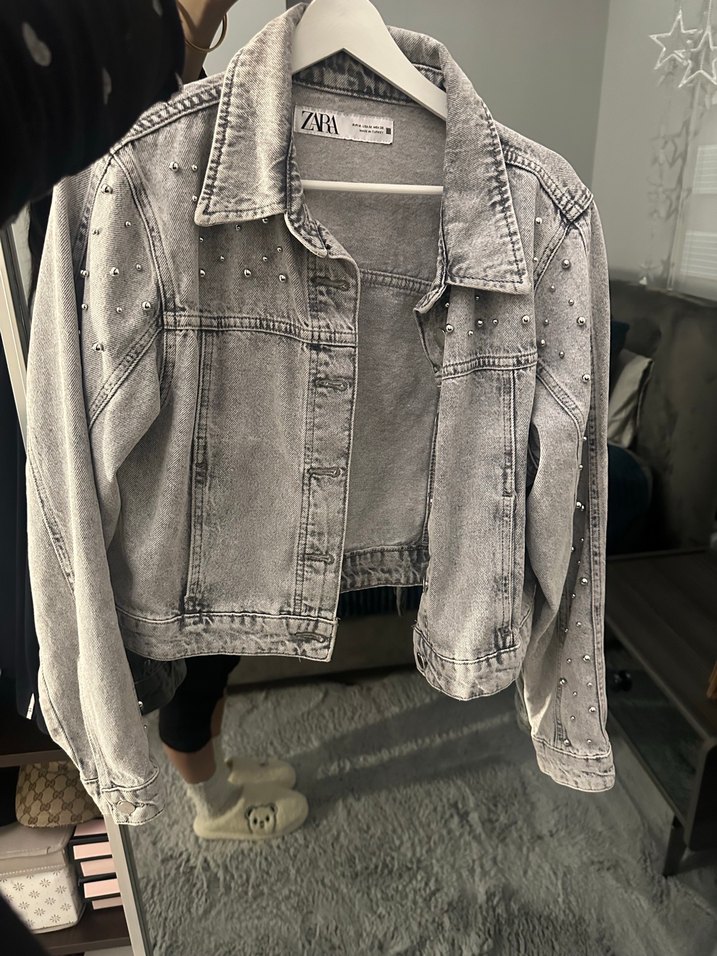 Düğmeli Gri Denim Ceket - Görsel 5