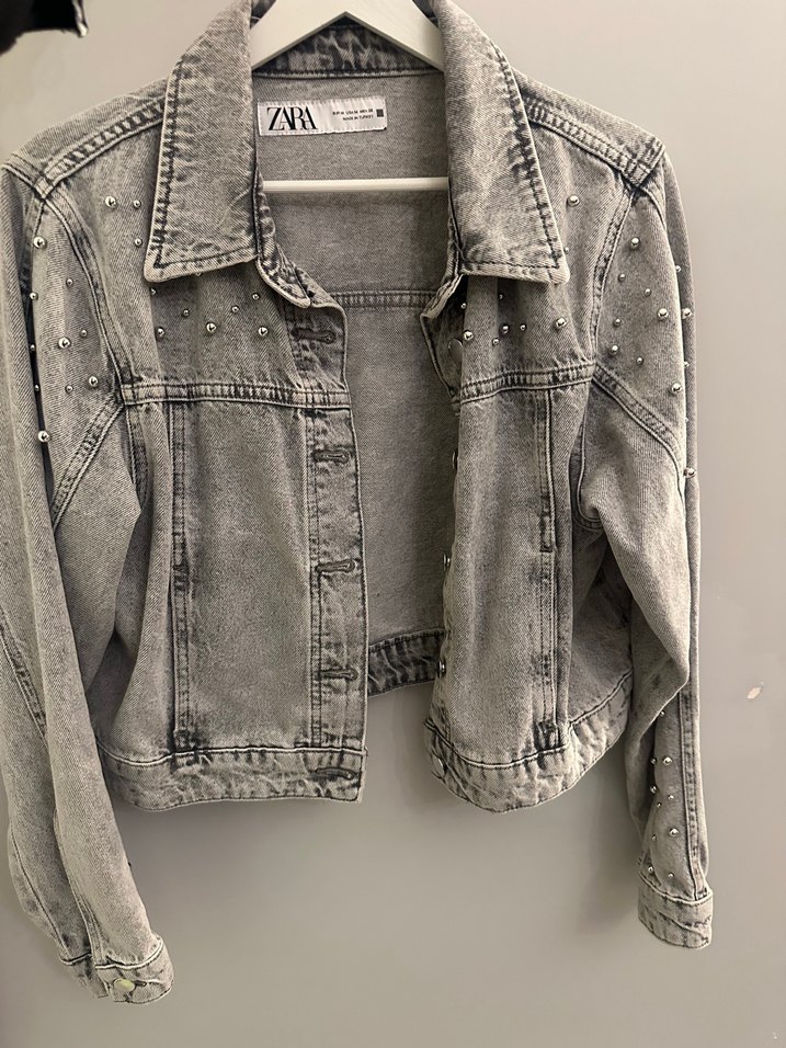 Düğmeli Gri Denim Ceket - Görsel 3