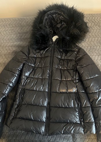 Zara Siyah Deri Kadın Kışlık Kürklü Mont - Görsel 4