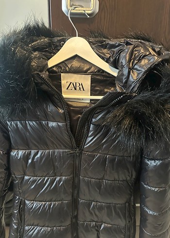 Zara Siyah Deri Kadın Kışlık Kürklü Mont - Görsel 5