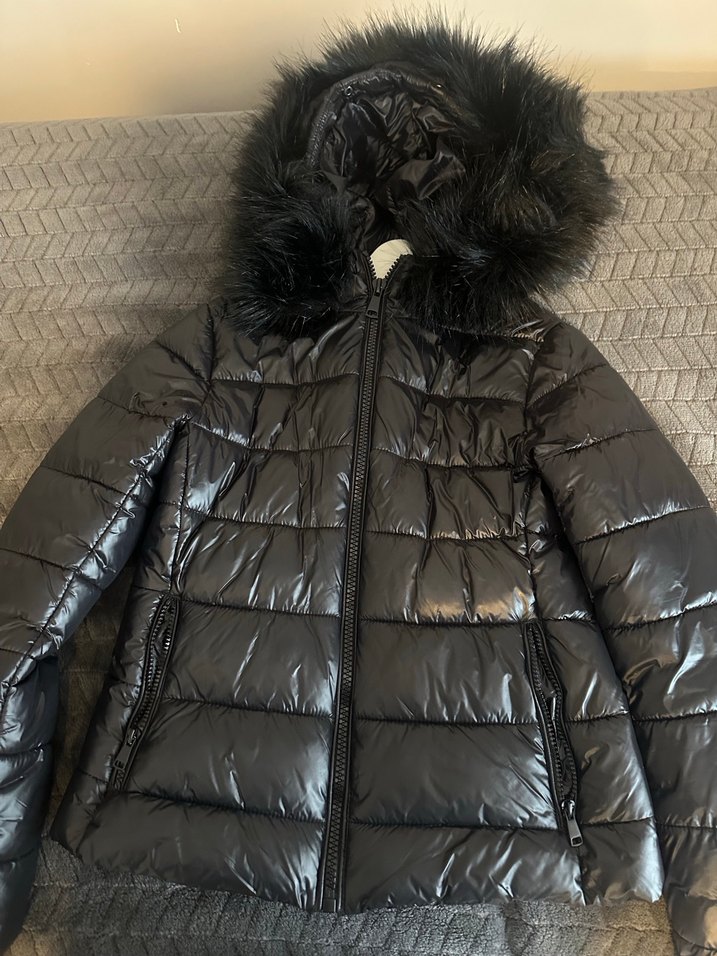 Zara Siyah Deri Kadın Kışlık Kürklü Mont - Görsel 4