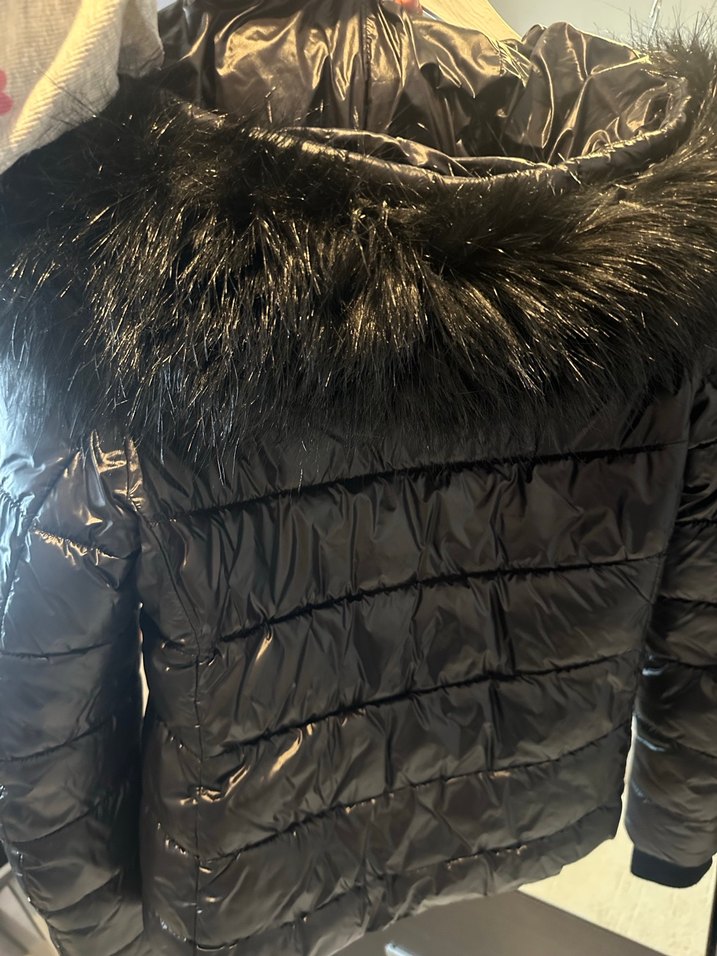 Zara Siyah Deri Kadın Kışlık Kürklü Mont - Görsel 2