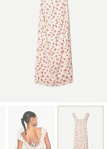 Dantel Detaylı Beyaz Çiçekli Midi Elbise - Görsel 4