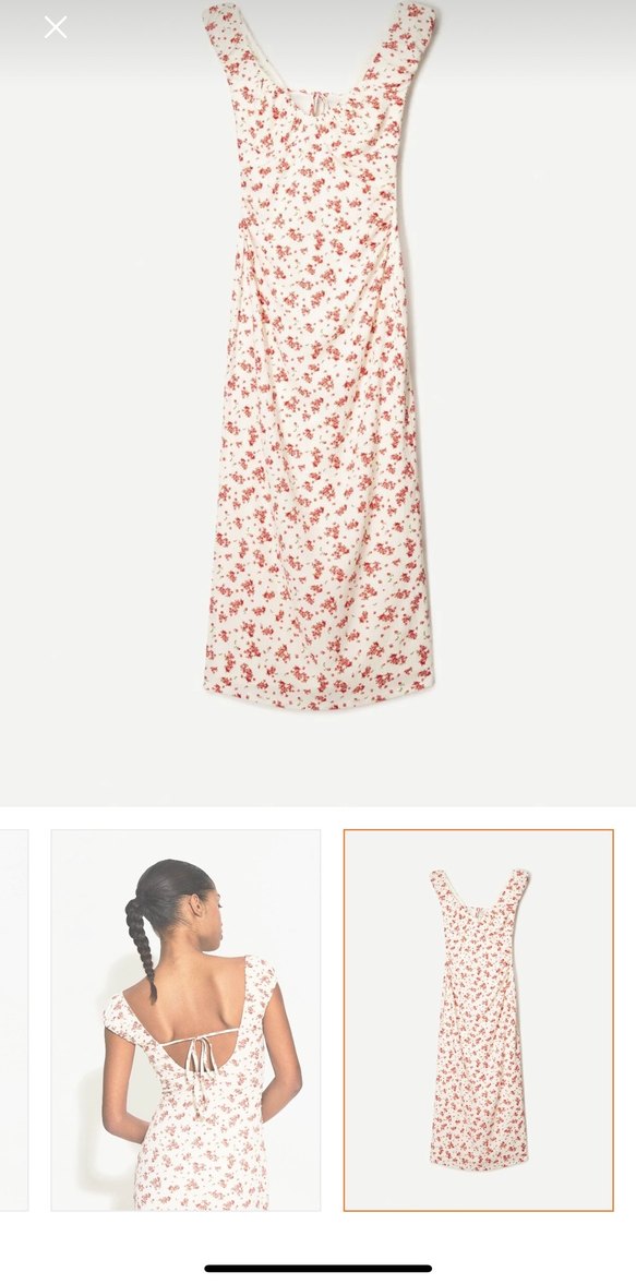 Dantel Detaylı Beyaz Çiçekli Midi Elbise - Görsel 4