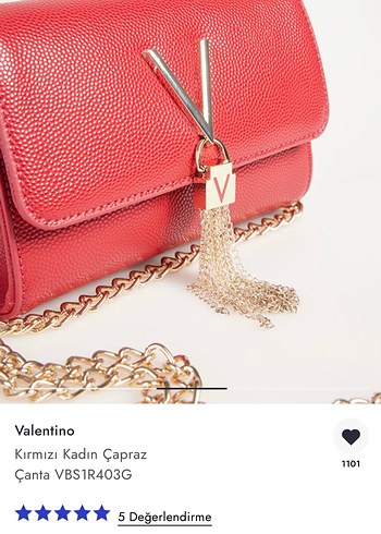Valentino Kırmızı Zincir Detaylı Deri Çanta - Görsel 2