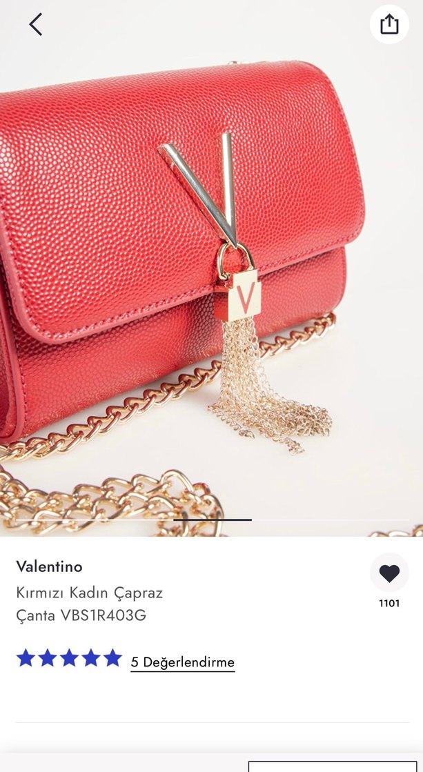 Valentino Kırmızı Zincir Detaylı Deri Çanta - Görsel 2