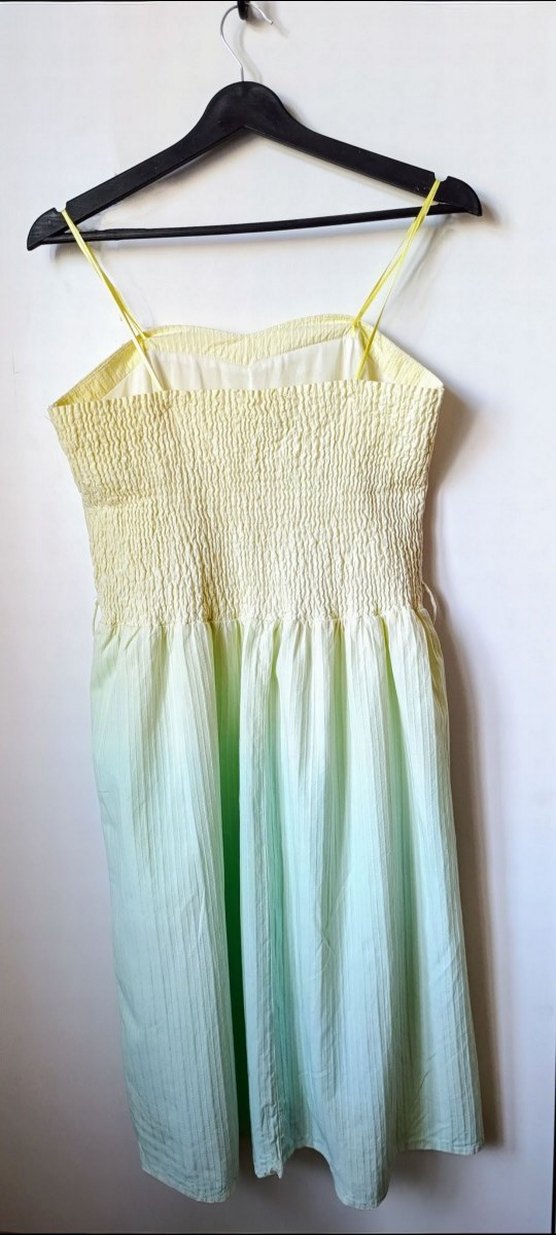 Sarı Mint Renkli Yazlık Elbise Straplez - Görsel 2