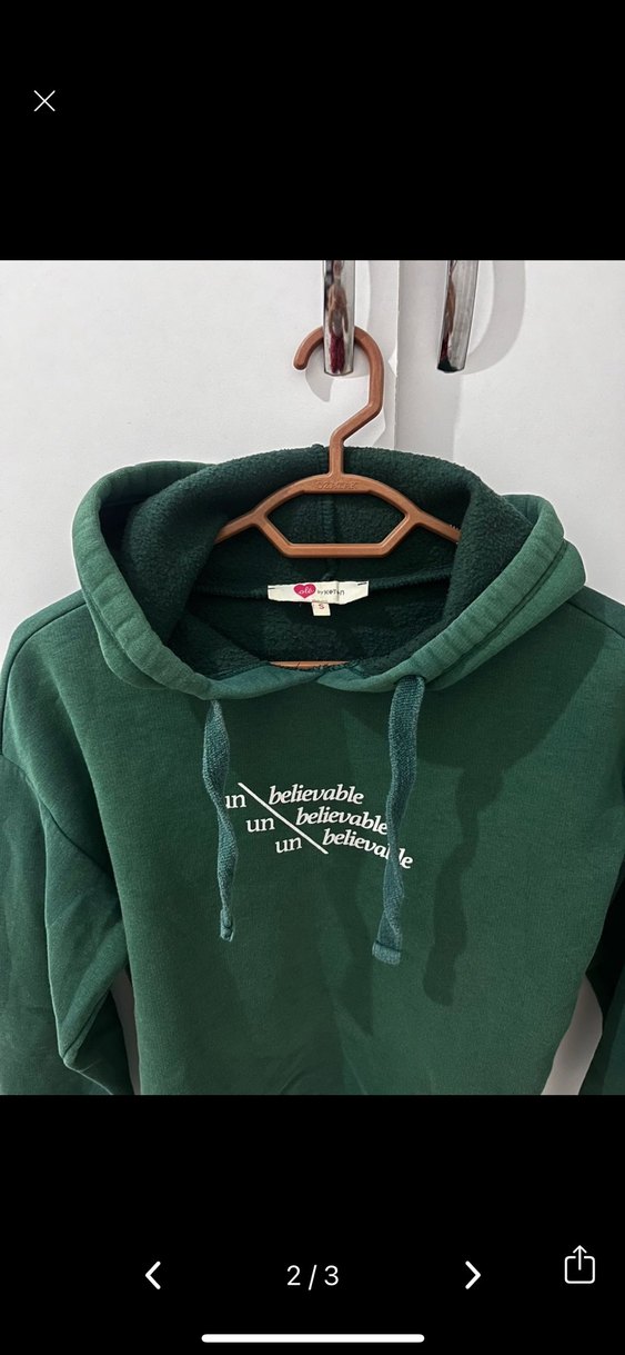 Yeşil Uzun Kollu Kapüşonlu Sweatshirt - Görsel 2