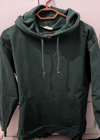 Kadın Haki Kapüşonlu Rahat Sweatshirt - Görsel 3