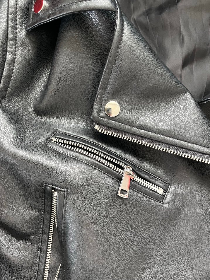 Siyah Deri Biker Ceket Kadın - Görsel 2