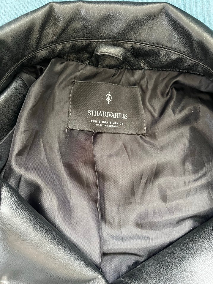 Siyah Deri Biker Ceket Kadın - Görsel 3