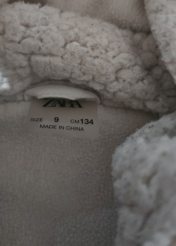 Zara Krem rengi kapüşonlu Çocuk Peluş Ceket
