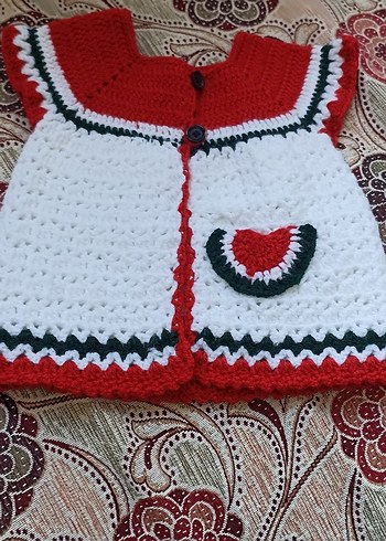 Nakışlı Renkli  karpuzli bebek yeleği 6 12 aylik - Görsel 2