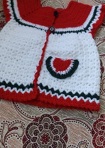 Nakışlı Renkli  karpuzli bebek yeleği 6 12 aylik - Görsel 3