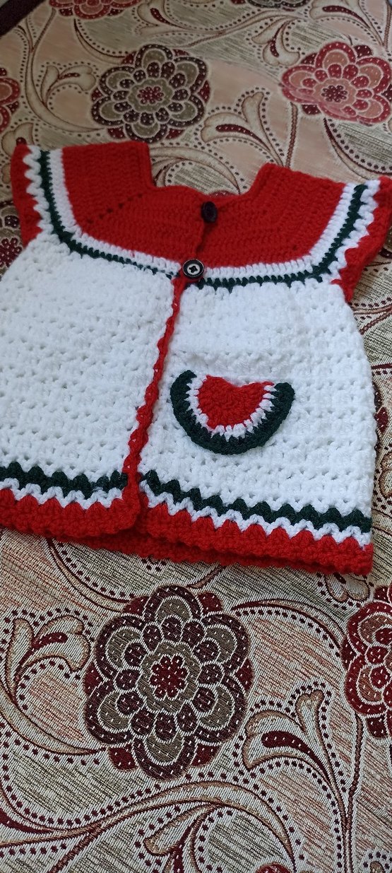 Nakışlı Renkli  karpuzli bebek yeleği 6 12 aylik - Görsel 3