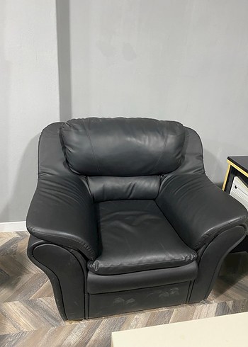 Siyah Deri Modern Kanepe takım - Görsel 4