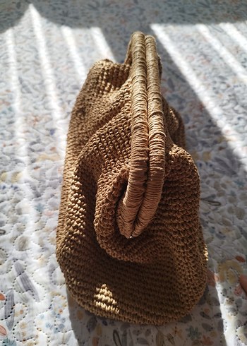 Kahverengi Örgü Kadın Portföy Çanta - Görsel 2