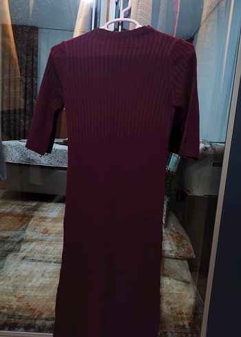 Bordo Uzun Triko elbise - Görsel 3