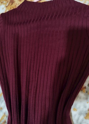 Bordo Uzun Triko elbise - Görsel 2