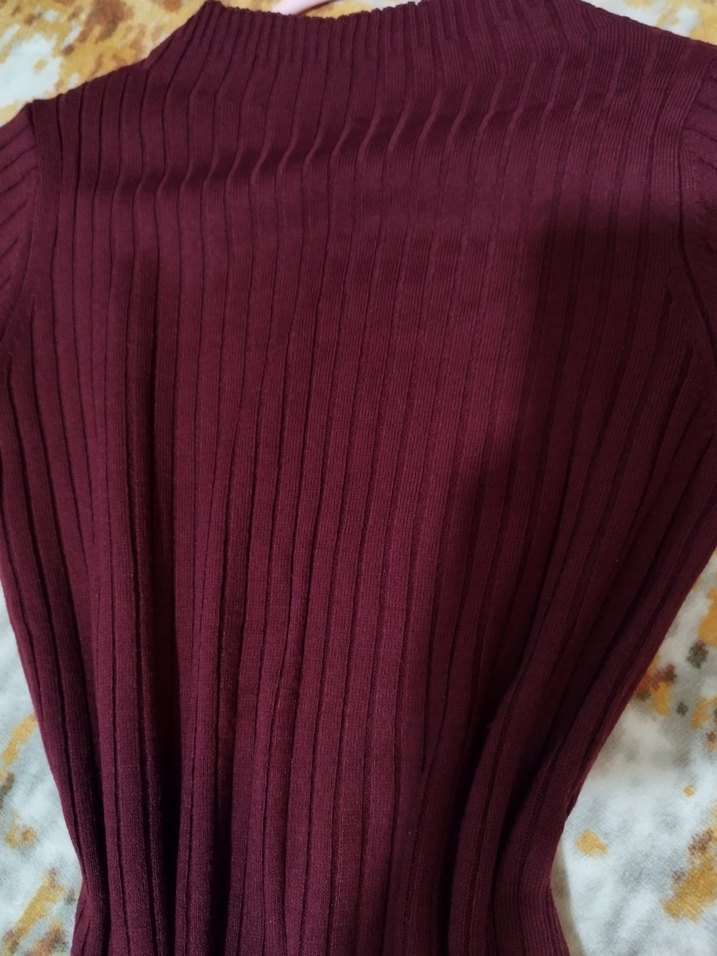 Bordo Uzun Triko elbise - Görsel 2