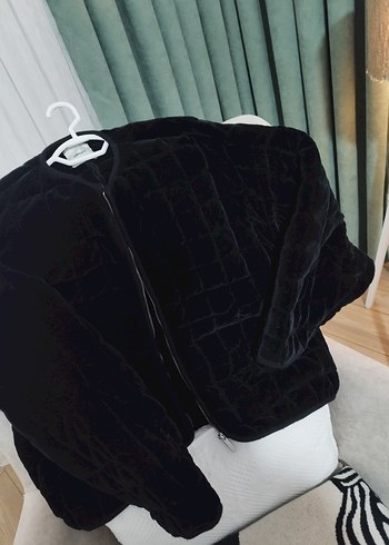 Siyah Kadın  Fermuarlı mont - Görsel 3