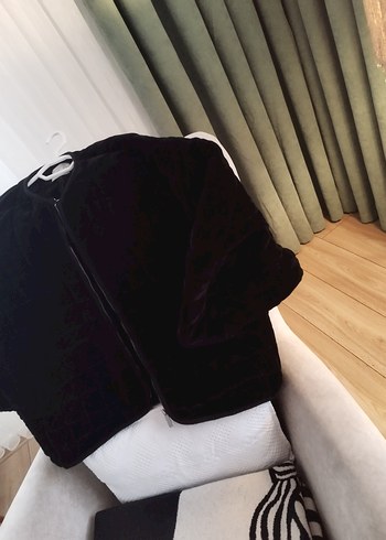 Siyah Kadın  Fermuarlı mont - Görsel 6