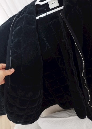 Siyah Kadın  Fermuarlı mont - Görsel 4