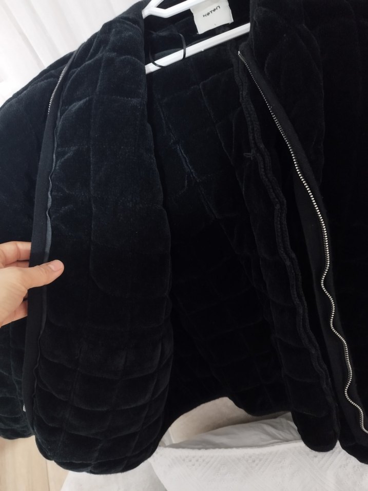 Siyah Kadın  Fermuarlı mont - Görsel 4