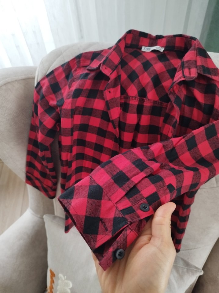 Kırmızı Ekose Desenli Uzun Kollu Gömlek erkek çocuk - Görsel 3