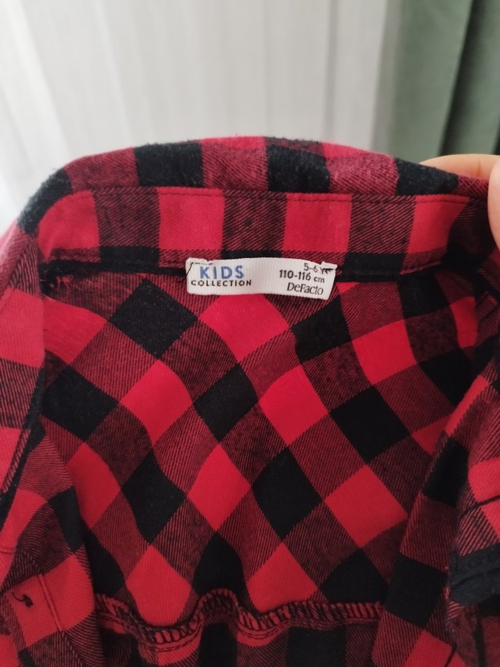 Kırmızı Ekose Desenli Uzun Kollu Gömlek erkek çocuk - Görsel 4
