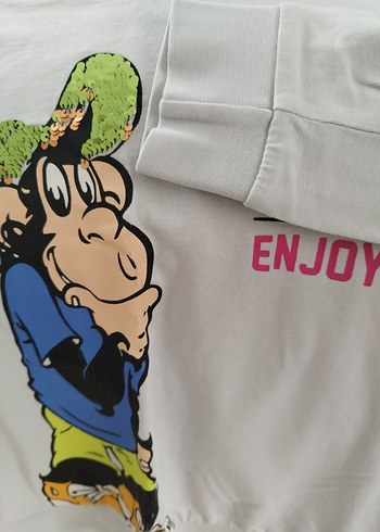 gri Erkek Sweatshirt, Baskılı, Pamuklu, Bol Kesim - Görsel 2