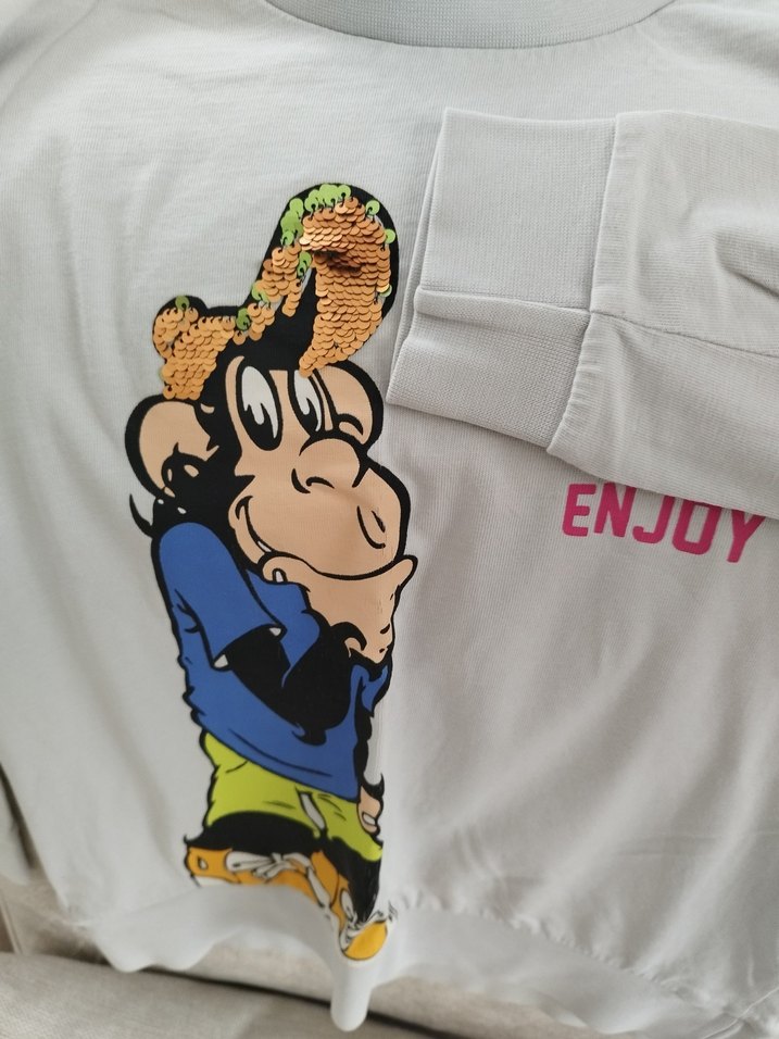 gri Erkek Sweatshirt, Baskılı, Pamuklu, Bol Kesim - Görsel 3