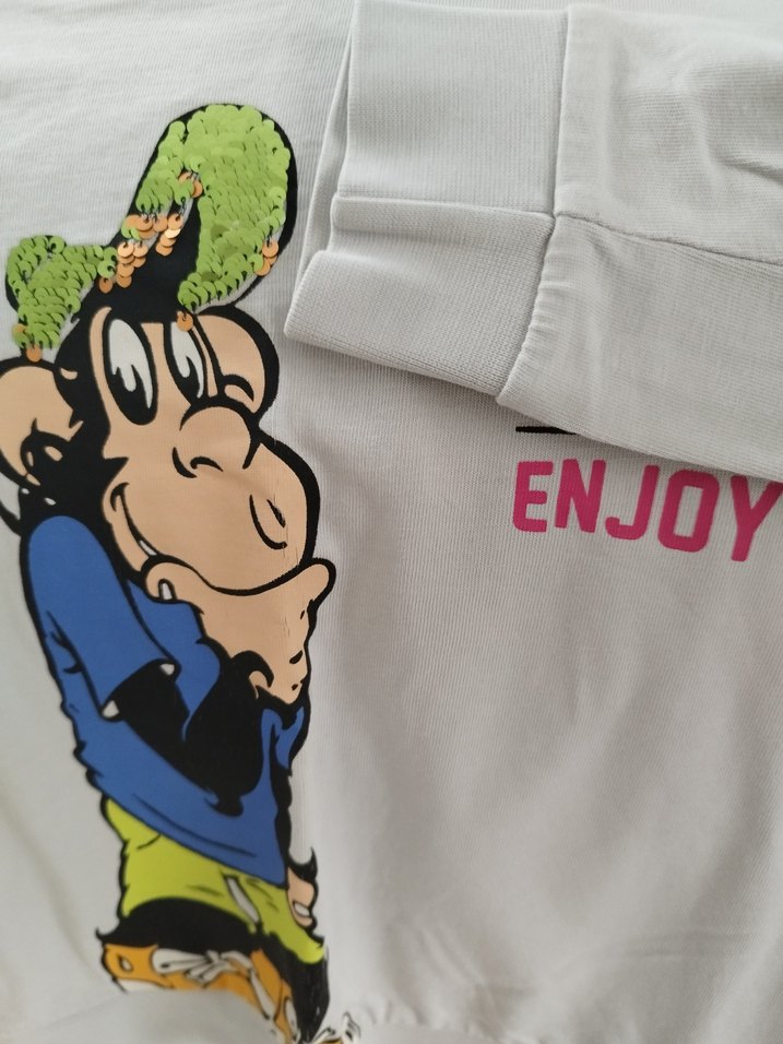 gri Erkek Sweatshirt, Baskılı, Pamuklu, Bol Kesim - Görsel 2