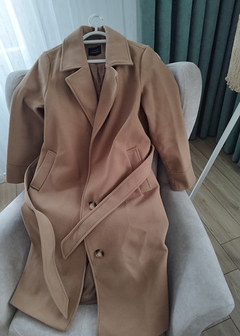 Düğmeli Bej Midi Kadın Kaban - Görsel 2