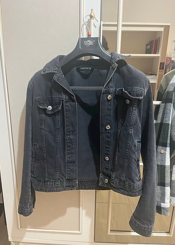 Düğmeli Siyah Kadın Kot Ceket - Görsel 2